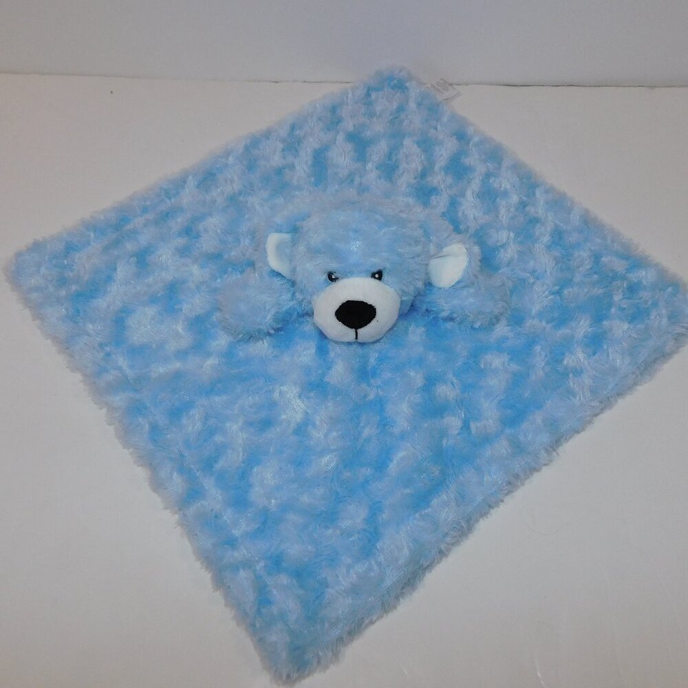 TenderTyme Blue Rossette Swirl Bear Puppy Dog Plush Security Blanket Baby lovey